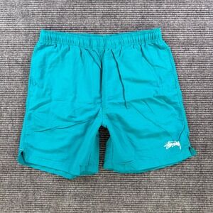 Stussy Stock Water Shorts Mens Small Teal Turquoise Nylon Swim Trunks Bottoms